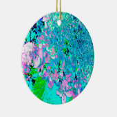 Elegant roze en blauwe grens Hydrangea Keramisch Ornament (Rechts)