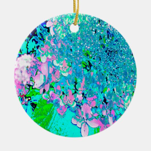 Elegant roze en blauwe grens Hydrangea Keramisch Ornament (Voorkant)
