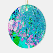 Elegant roze en blauwe grens Hydrangea Keramisch Ornament (Links)
