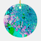 Elegant roze en blauwe grens Hydrangea Keramisch Ornament (Achterkant)