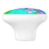 Elegant roze en blauwe grens Hydrangea Keramische Knop (Zijkant)