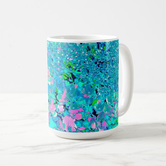 Elegant roze en blauwe grens Hydrangea Koffiemok (Voorkant rechts)