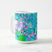 Elegant roze en blauwe grens Hydrangea Koffiemok (Voorkant links)