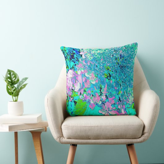 Elegant roze en blauwe grens Hydrangea Kussen (Stoel)