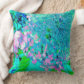 Elegant roze en blauwe grens Hydrangea Kussen (Deken)