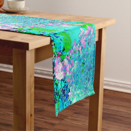 Elegant roze en blauwe grens Hydrangea Lange Tafelloper