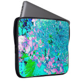 Elegant roze en blauwe grens Hydrangea Laptop Sleeve (Voorkant Rechts)