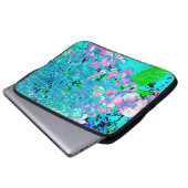 Elegant roze en blauwe grens Hydrangea Laptop Sleeve (Voorkant onderkant)