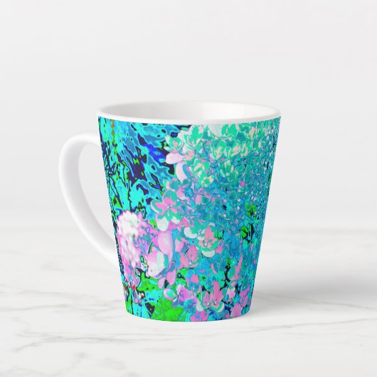 Elegant roze en blauwe grens Hydrangea Latte Mok (Linkerhoek)