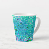 Elegant roze en blauwe grens Hydrangea Latte Mok (Rechterhoek)