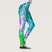 Elegant roze en blauwe grens Hydrangea Leggings (Rechts)