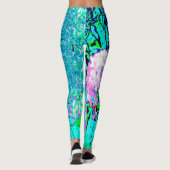 Elegant roze en blauwe grens Hydrangea Leggings (Achterkant)