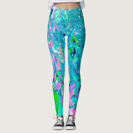 Elegant roze en blauwe grens Hydrangea Leggings
