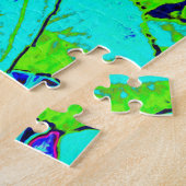 Elegant roze en blauwe grens Hydrangea Legpuzzel (Zijkant)