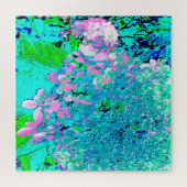Elegant roze en blauwe grens Hydrangea Legpuzzel (Horizontaal)