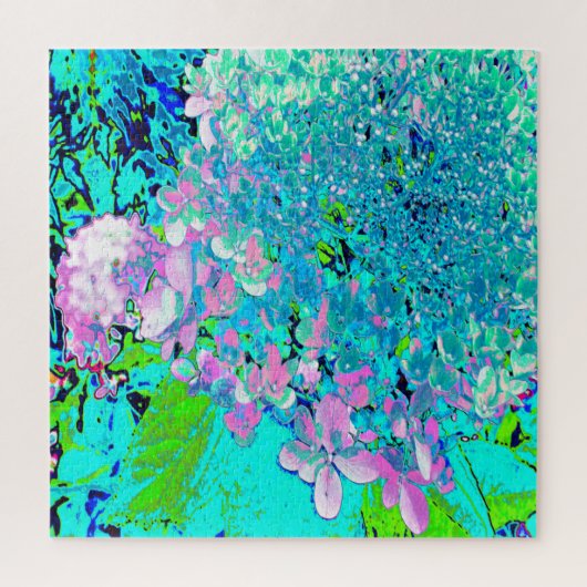Elegant roze en blauwe grens Hydrangea Legpuzzel (Verticaal)