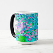 Elegant roze en blauwe grens Hydrangea Magische Mok (Voorkant links)