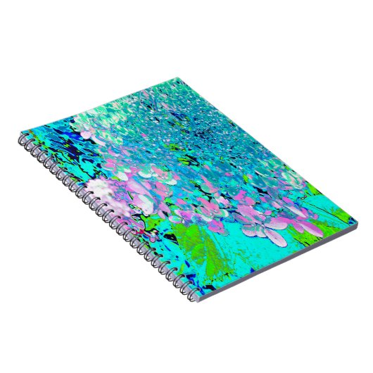 Elegant roze en blauwe grens Hydrangea Notitieboek (Rechterzijde)