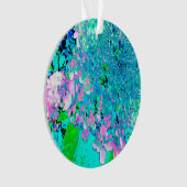 Elegant roze en blauwe grens Hydrangea Ornament (voorkant)