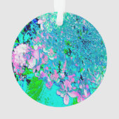 Elegant roze en blauwe grens Hydrangea Ornament (achterkant)