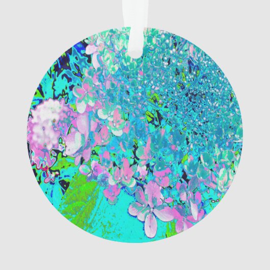 Elegant roze en blauwe grens Hydrangea Ornament (achterkant)