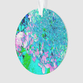 Elegant roze en blauwe grens Hydrangea Ornament (voorkant)