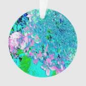 Elegant roze en blauwe grens Hydrangea Ornament (voorkant)