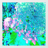 Elegant roze en blauwe grens Hydrangea Raamsticker (Vel)