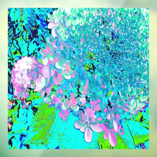 Elegant roze en blauwe grens Hydrangea Raamsticker (Vel 3)