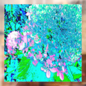 Elegant roze en blauwe grens Hydrangea Raamsticker (Vel 2)