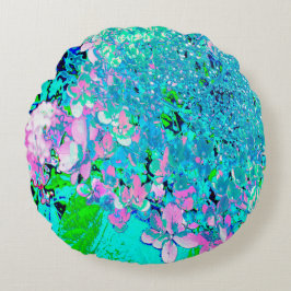 Elegant roze en blauwe grens Hydrangea Rond Kussen