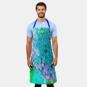 Elegant roze en blauwe grens Hydrangea Schort (Gedragen)