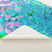 Elegant roze en blauwe grens Hydrangea Sherpa Deken (3/4)