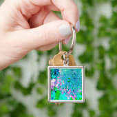 Elegant roze en blauwe grens Hydrangea Sleutelhanger (Hand)