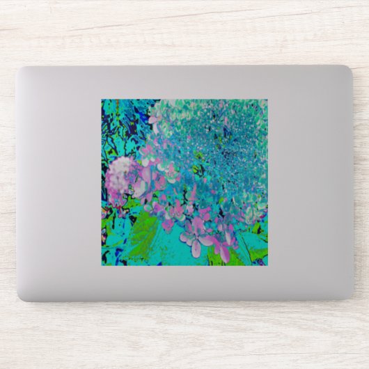 Elegant roze en blauwe grens Hydrangea Sticker (Computer)