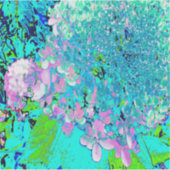 Elegant roze en blauwe grens Hydrangea Sticker (Voorkant)