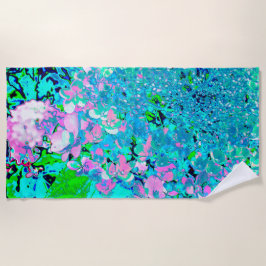 Elegant roze en blauwe grens Hydrangea Strandlaken