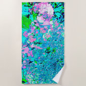 Elegant roze en blauwe grens Hydrangea Strandlaken (Voorkant)