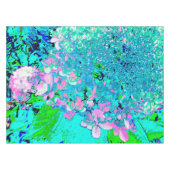 Elegant roze en blauwe grens Hydrangea Tafelkleed (Voorkant (Horizontaal))