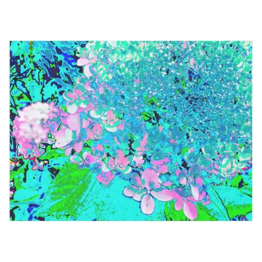 Elegant roze en blauwe grens Hydrangea Tafelkleed (Voorkant (Horizontaal))