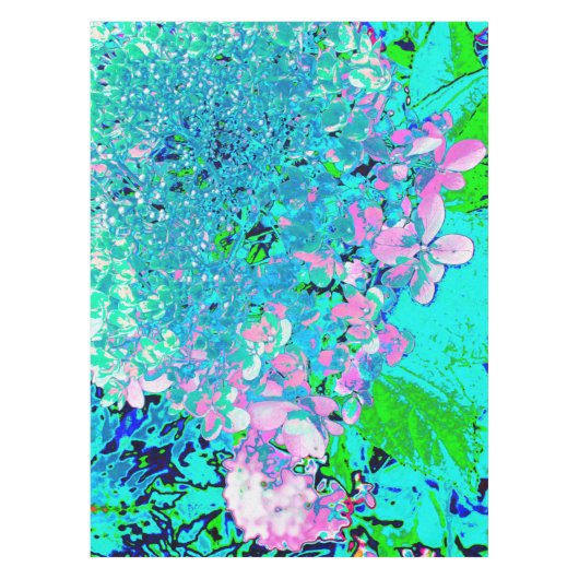 Elegant roze en blauwe grens Hydrangea Tafelkleed (Voorkant)