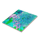 Elegant roze en blauwe grens Hydrangea Tegeltje (Zijkant)