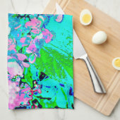 Elegant roze en blauwe grens Hydrangea Theedoek (Quarter Fold)