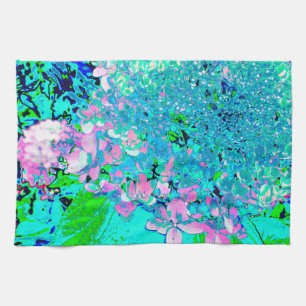 Elegant roze en blauwe grens Hydrangea Theedoek