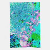 Elegant roze en blauwe grens Hydrangea Theedoek (Verticaal)