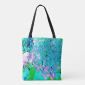 Elegant roze en blauwe grens Hydrangea Tote Bag (Achterkant)