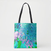 Elegant roze en blauwe grens Hydrangea Tote Bag (Voorkant)