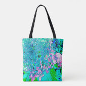 Elegant roze en blauwe grens Hydrangea Tote Bag (Achterkant)