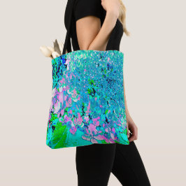 Elegant roze en blauwe grens Hydrangea Tote Bag