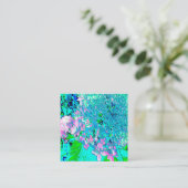 Elegant roze en blauwe grens Hydrangea Vierkante Visitekaartje (Staand voorkant)